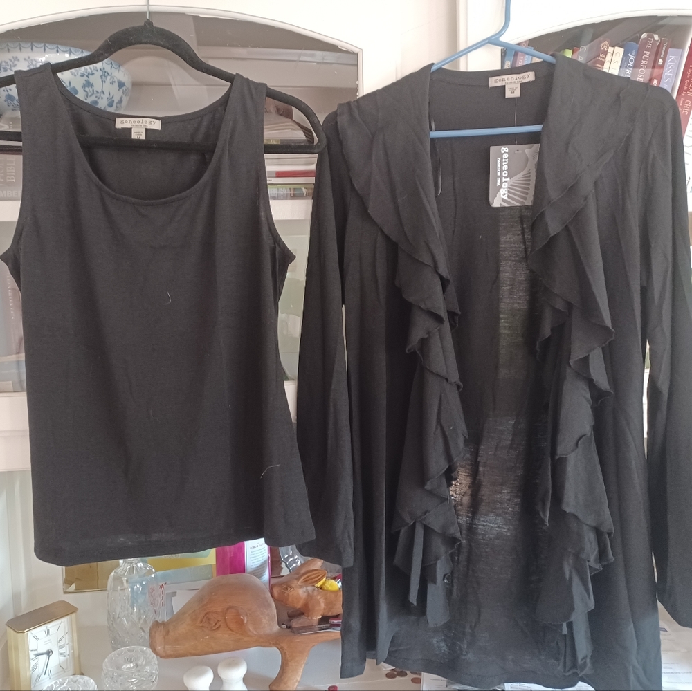 GENEALOGY FASHION DNA tank and matching cardigan, or twinset.